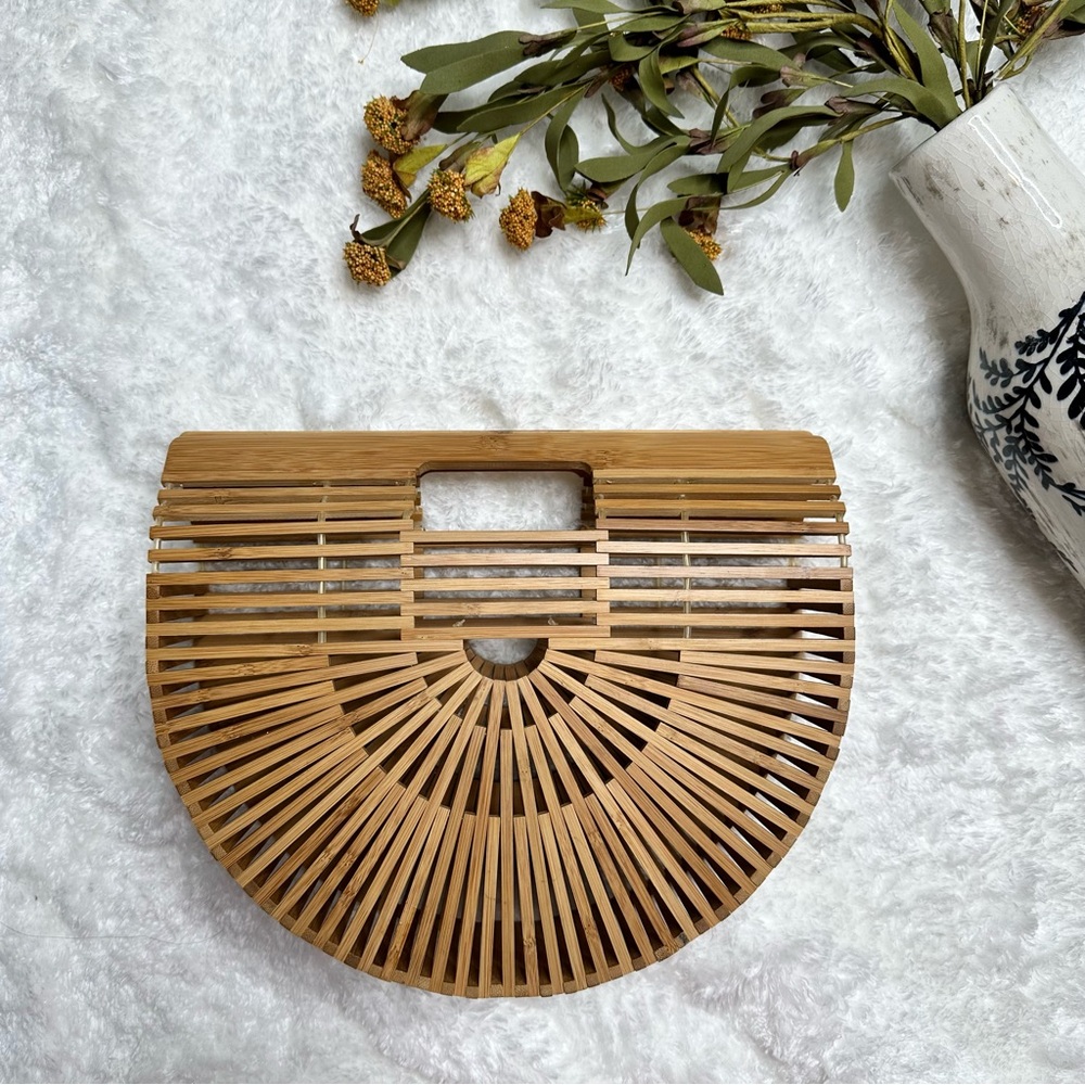 Cult Gaia Inspired Bamboo Arc Tote Boho Beach Purse Clutch